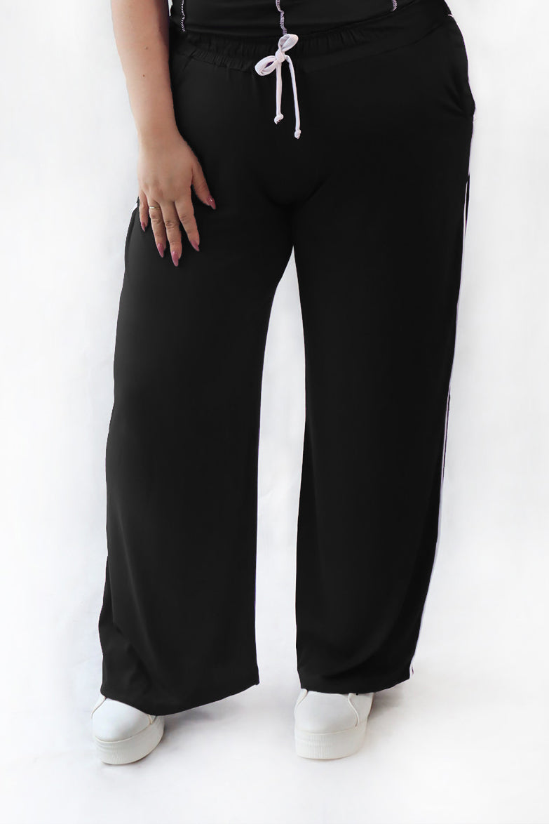 Calça Pantalona De Malha Com Elastico Na Cintura