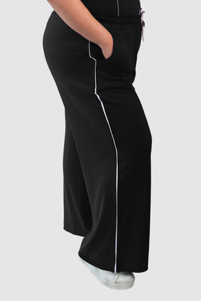 Calça Pantalona De Malha Com Elastico Na Cintura