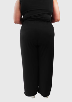 Calça Pantalona De Malha Com Elastico Na Cintura