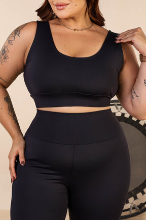 Top Duplo de Poliamida com Costas Transpassada