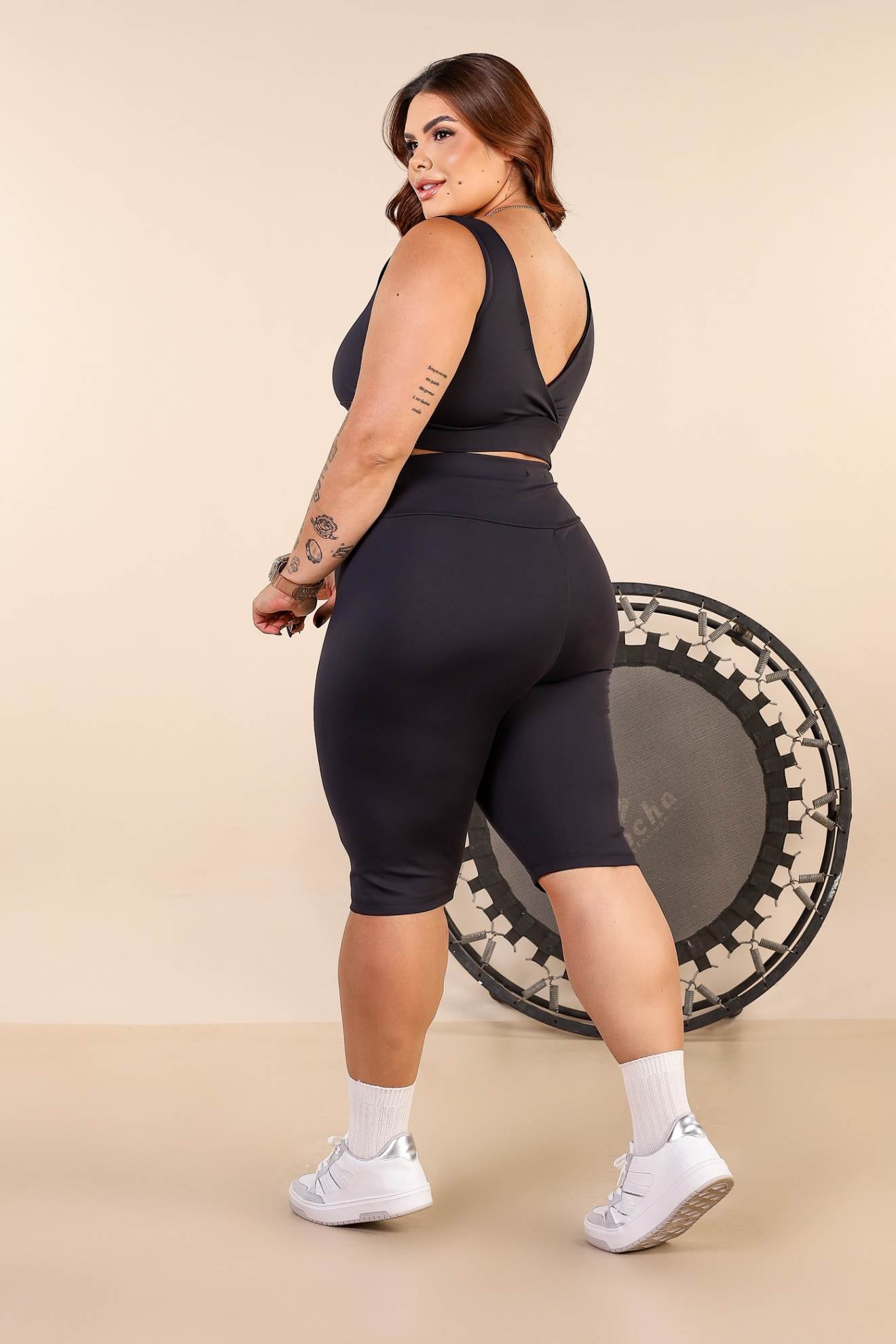 Top Duplo de Poliamida com Costas Transpassada