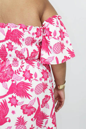 Vestido Midi Ombro a Ombro com Mangas Diana